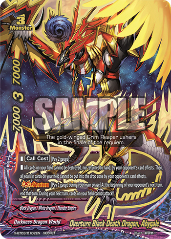 Future Card Buddyfight Card Overturn Black Death Dragon, Abygale
